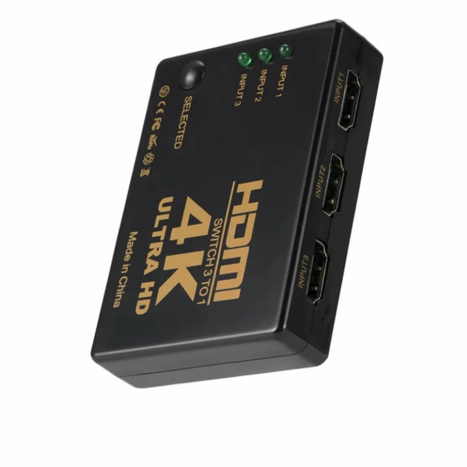 HDMI Switch 4K Switcher 3 in 1 out HD 1080P Video Cable Splitter 1x3 Hub Adapter Converter for PS4/3 TV Box HDTV PC (Black)