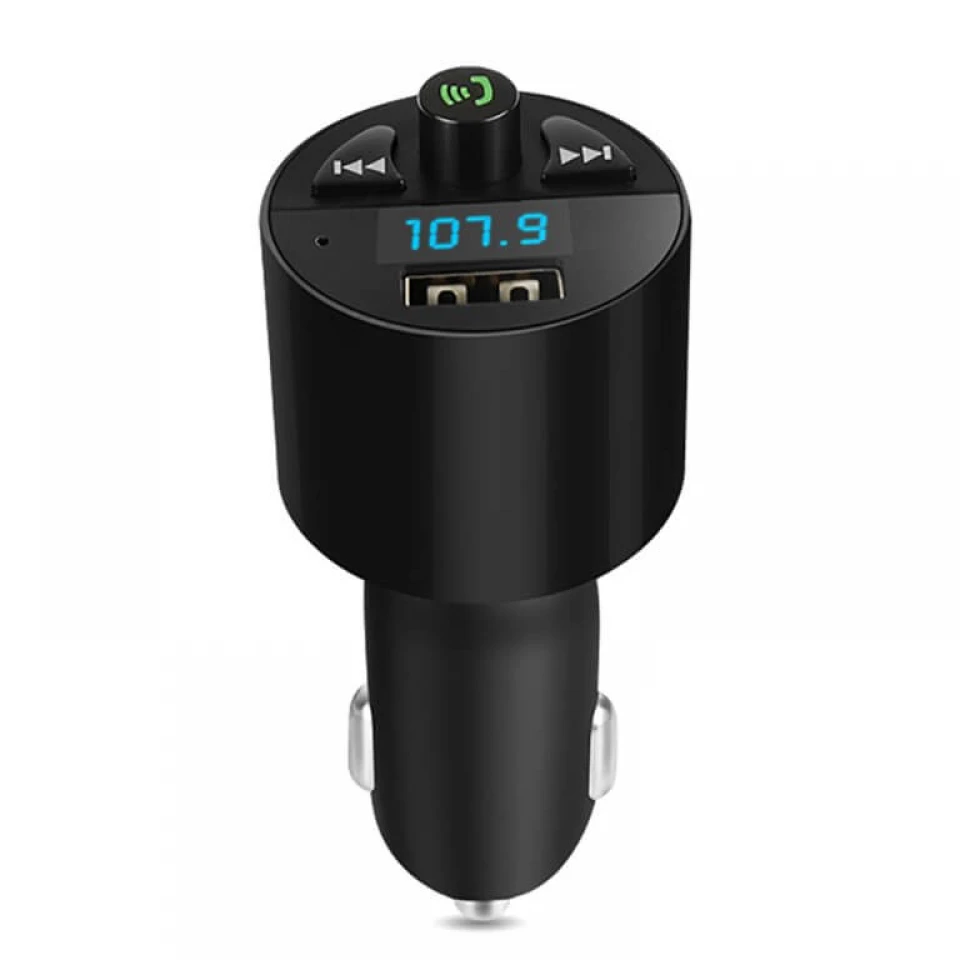 XBOSS Stereo One Bluetooth FM Transmitter Wireless In-Car FM Transmitter Radio Adapter Car Kit Universal Car Charger with USB Charging Port Hands Free Calling for iPhone Samsung etc