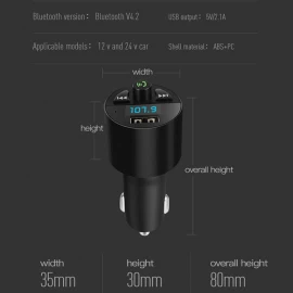 XBOSS Stereo One Bluetooth FM Transmitter Wireless In-Car FM Transmitter Radio Adapter Car Kit Universal Car Charger with USB Charging Port Hands Free Calling for iPhone Samsung etc