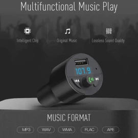 XBOSS Stereo One Bluetooth FM Transmitter Wireless In-Car FM Transmitter Radio Adapter Car Kit Universal Car Charger with USB Charging Port Hands Free Calling for iPhone Samsung etc