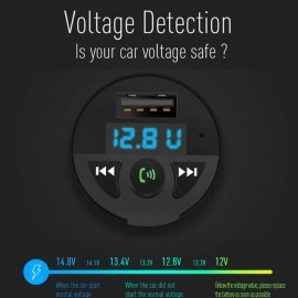 XBOSS Stereo One Bluetooth FM Transmitter Wireless In-Car FM Transmitter Radio Adapter Car Kit Universal Car Charger with USB Charging Port Hands Free Calling for iPhone Samsung etc