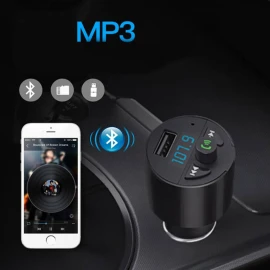 XBOSS Stereo One Bluetooth FM Transmitter Wireless In-Car FM Transmitter Radio Adapter Car Kit Universal Car Charger with USB Charging Port Hands Free Calling for iPhone Samsung etc