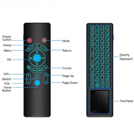 XBOSS T8 PLUS 2.4G Mini Air Mouse Keyboard Voice Control & Touchpad Wireless Remote Control 7 Color Backlight for Android TV Box/PC