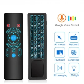XBOSS T8 PLUS 2.4G Mini Air Mouse Keyboard Voice Control & Touchpad Wireless Remote Control 7 Color Backlight for Android TV Box/PC