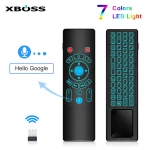 XBOSS T8 PLUS 2.4G Mini Air Mouse Keyboard Voice Control & Touchpad Wireless Remote Control 7 Color Backlight for Android TV Box/PC