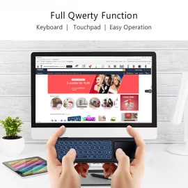 XBOSS T8 PLUS 2.4G Mini Air Mouse Keyboard Voice Control & Touchpad Wireless Remote Control 7 Color Backlight for Android TV Box/PC