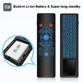 XBOSS T8 PLUS 2.4G Mini Air Mouse Keyboard Voice Control & Touchpad Wireless Remote Control 7 Color Backlight for Android TV Box/PC