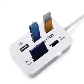 XBOSS C6 Card Reader and 3 Ports Usb Hub, High Speed External Memory Card Reader (MS, Micro SD,SD/MMC,M2,TF Card)