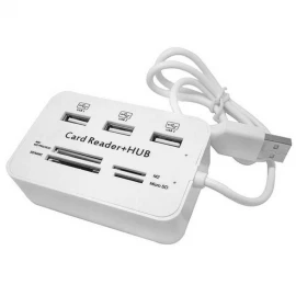 XBOSS C6 Card Reader and 3 Ports Usb Hub, High Speed External Memory Card Reader (MS, Micro SD,SD/MMC,M2,TF Card)