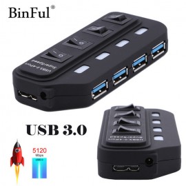 XBOSS GALAXY N4 4 Ports USB 3.0 High Speed 5Gbps Splitter Power Supply Adapter Data Transfer with Individual On/Off Switches and LEDs 1m USB Cable for Windows/Os Mac/Ps2/Ps3/Ps4/Game and any other USB