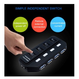 XBOSS GALAXY N4 4 Ports USB 3.0 High Speed 5Gbps Splitter Power Supply Adapter Data Transfer with Individual On/Off Switches and LEDs 1m USB Cable for Windows/Os Mac/Ps2/Ps3/Ps4/Game and any other USB