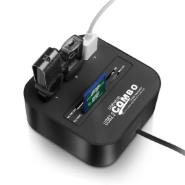 XBOSS N7 USB Hub 2.0 480Mbps USB Combo Card Reader All in One Multi USB Splitter for MS,M2,SD/MMC,TF Portable for PC Laptop Smart Tv Game and ETS