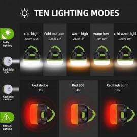 XBOSS H3 Led Camping Lantern Rechargeable Tent Light Waterproof 5200mah Power Bank, Magnet Bottom