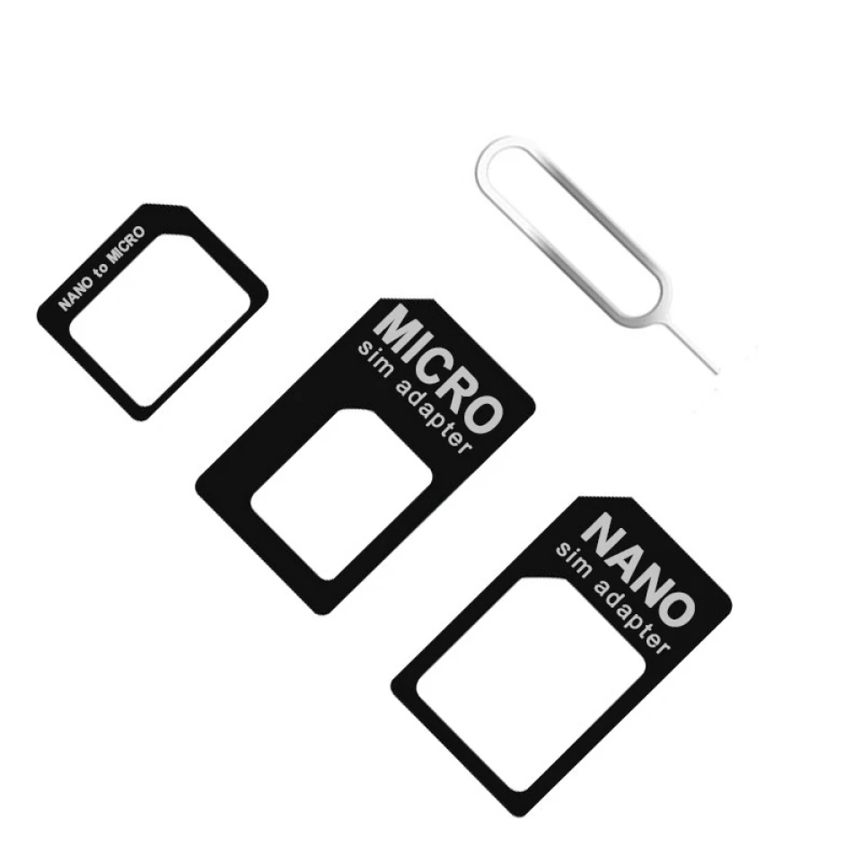 4in1 Micro Nano SIM Card Adapter Connector Convert Nano SIM Card to Micro Standard Adaptor for iPhone Huawei Xiaomi Samsung