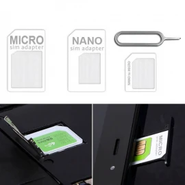 4in1 Micro Nano SIM Card Adapter Connector Convert Nano SIM Card to Micro Standard Adaptor for iPhone Huawei Xiaomi Samsung