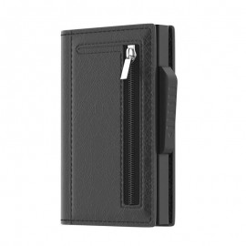 XBOSS Z1 Minimalist Wallet for Men with Coin Pocket Leather and Aluminum Slim RFID Blocking Metal Pop Up Card Modern Wallet