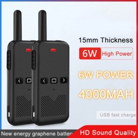 XBOSS M1 Walkie Talkie Long Range 2 Pack 6W 4000Mah 3-6km Range High Power Intercom Outdoor Handheld Mini 2 Way Walkie Talkie Rechargeable 