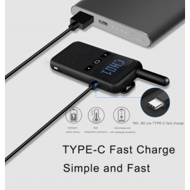 XBOSS M3 Walkie Talkie Long Range Distance 2 Pack 8000Mah 5-10km 8W High Power Intercom Outdoor Handheld Mini Walkie Talkie Rechargeable 15mm Thickness 